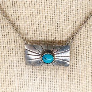 Sterling Bar Necklace, Turquoise Necklace